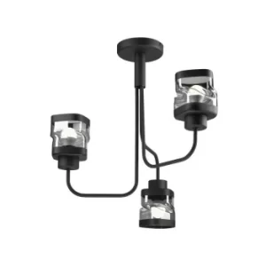 Image of Hugo Multi Arm Semi Flush Ceiling Light Black, 3x E27