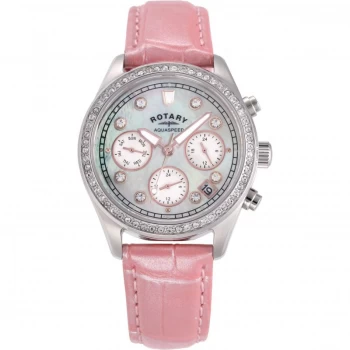 Image of Rotary Pearl And Pink 'Aquaspeed' Chronograph Sports Watch - ALS19000/C/41 - white