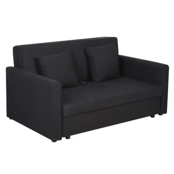 image of HOMCOM Two Seater Fabric Sofa Bed with Storage furniture for Livingroom Furniture Black AOSOM UK