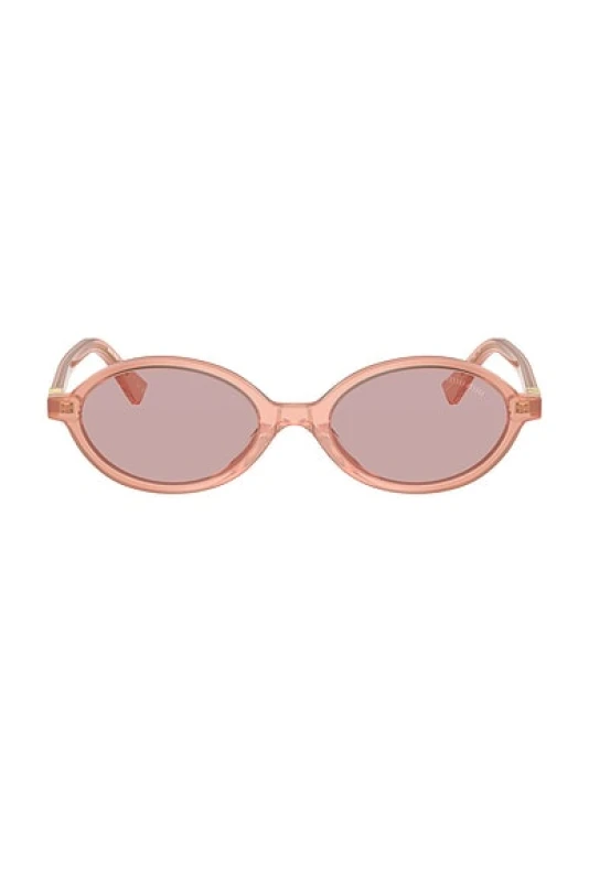 Image of Miu Miu Oval Sunglasses in Pink - Pink. Size all.