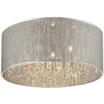 image of 7 Light Large Flush Ceiling Light Silver, G9 - Spring Lighting