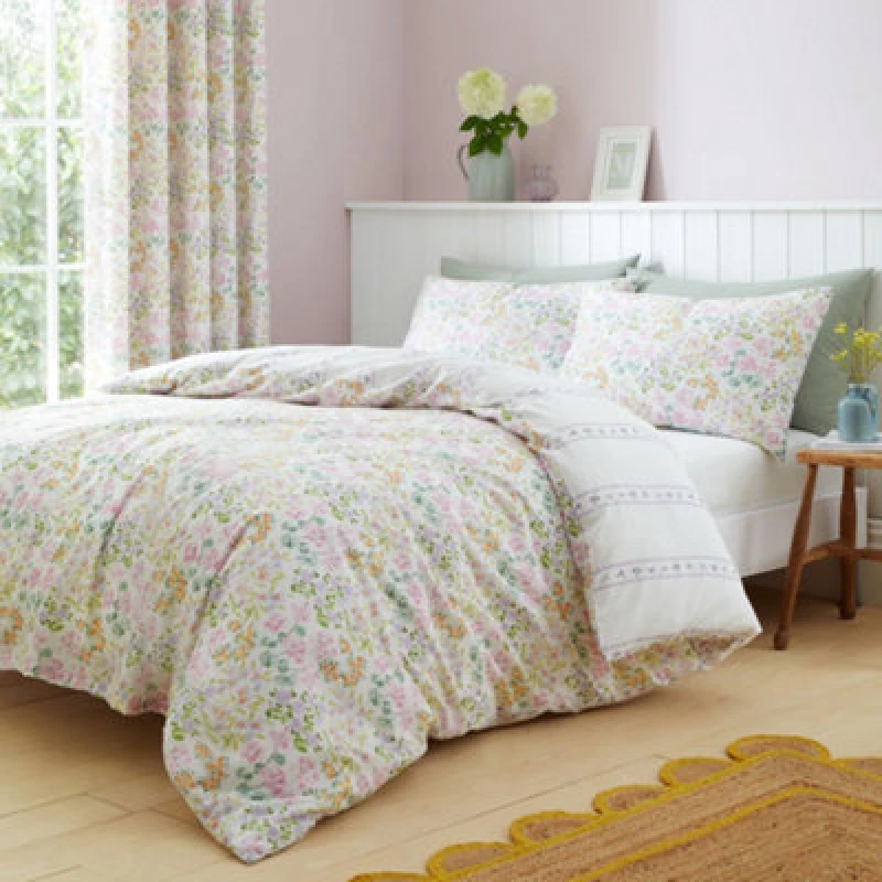 Image of Dreams & Drapes Edith Floral Duvet Cover Bedding Set Lilac