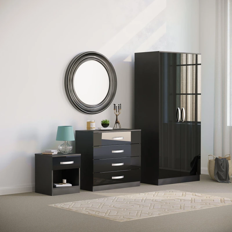 Image of Lassic Vida Designs Hulio Trio Bedroom Set Black unisex Set of 3