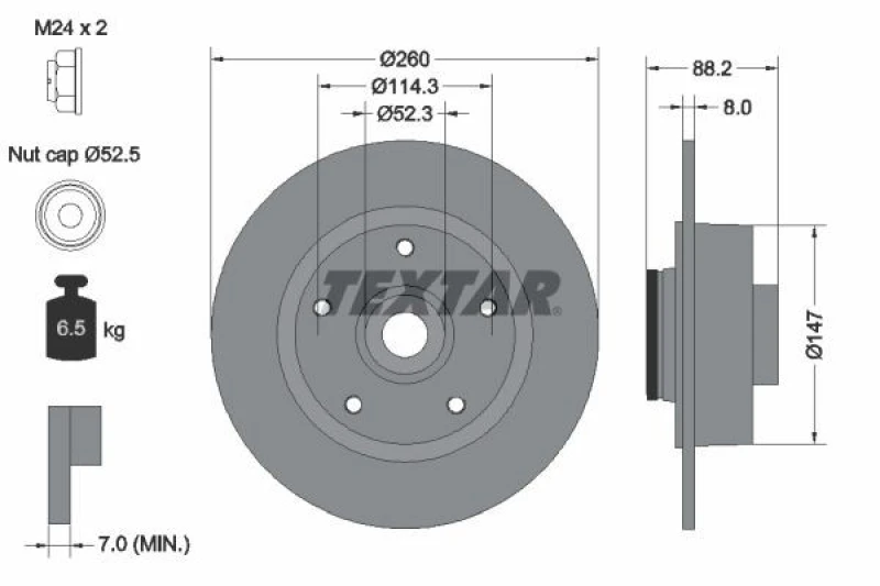 Image of Brake disc TEXTAR 92195903