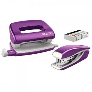 image of Leitz Purple New NeXXt WOW Mini Stapler and Hole Punch Set 55612062