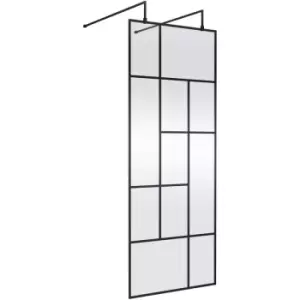 image of Abstract Frame Wetroom Screen with Support Bars 800mm Wide - 8mm Glass - Hudson Reed