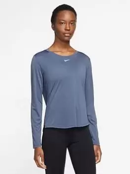 image of Nike The One Dri-FIT Long Sleeve Top - Blue Size S, Women