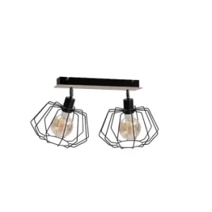 image of Soho Twin Ceiling Spotlight Wood, 55cm, 2x E27