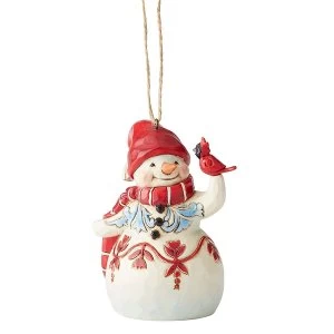 Image of Mini Red and White Snowman Hanging Ornament