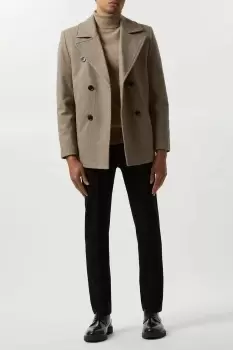 Image of Mens Herringbone Wool Blend Pea Coat