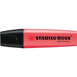 image of STABILO BOSS Original 2 5mm Chisel Tip Highlighters Red Pack of 10