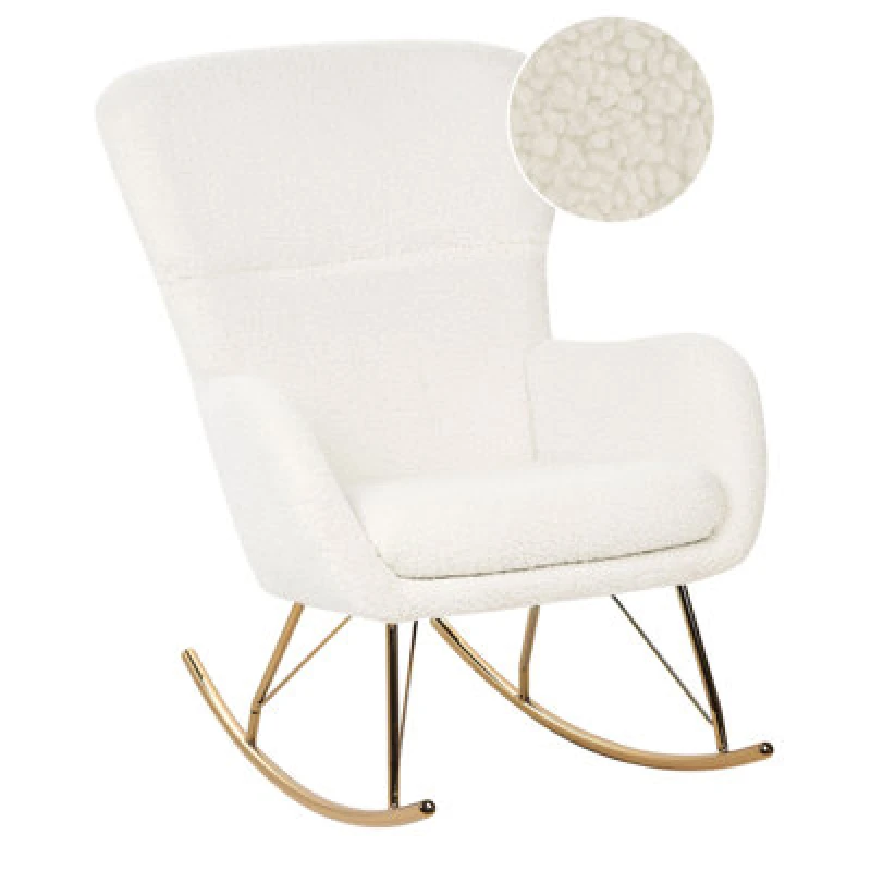 Image of Beliani Rocking Chair Anaset Boucle White