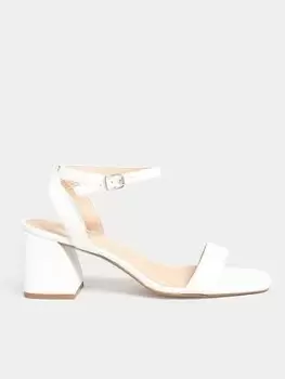 image of Yours Extra Wide Fit Mid Block Heel Sandal Two Strap White, Size 10Eee, Women