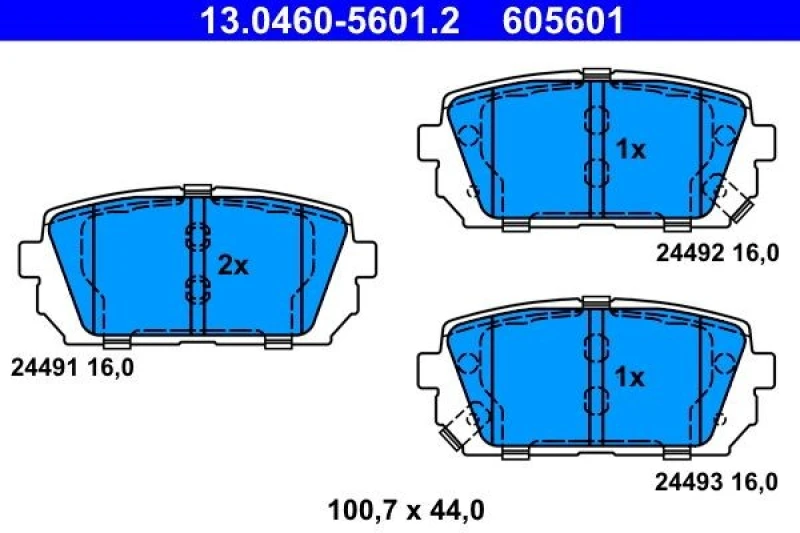 Image of ATE 13.0460-5601.2 Brake pad set with acoustic wear warning Brake Pad Set,disc brake (402)