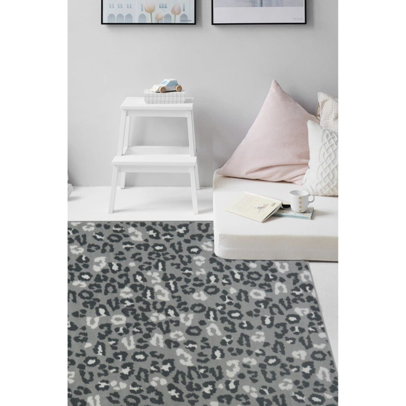 Image of Homemaker Leopard Design Rug - Grey Grey 120x170cm