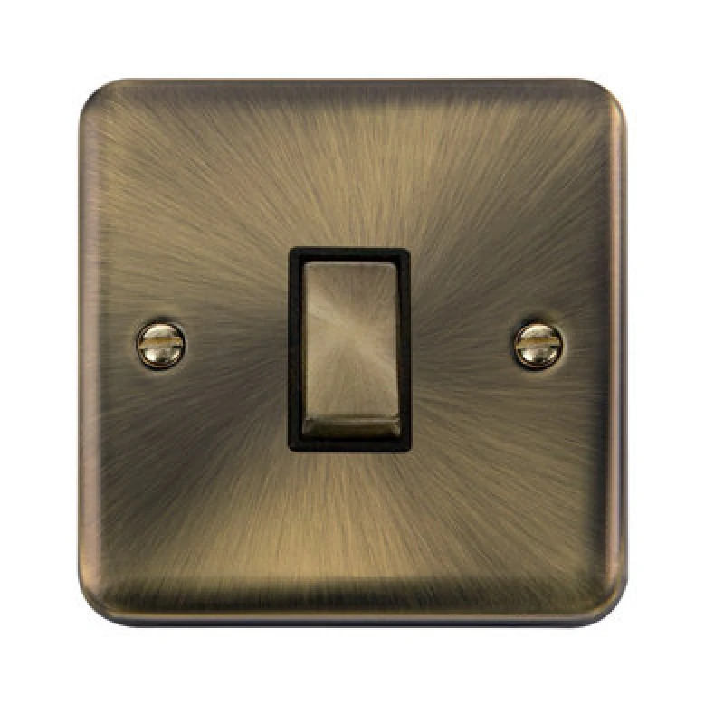 Image of SE Home Curved Antique Brass 10A 1 Gang 2 Way Ingot Light Switch Gold