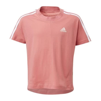 image of adidas 3 Stripe T Shirt Junior Girls - Pink