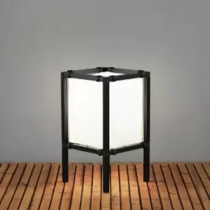 Image of Konstsmide Palermo Outdoor Modern Lounge Black Lantern White Fabric Small, IP44
