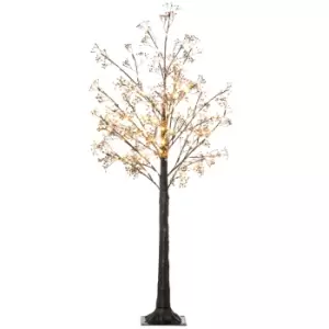 Image of HOMCOM 5ft Artificial Gypsophila Blossom Tree Light with 96 Warm White LED Light, Baby Breath Flowers for Home Party Wedding, Indoor and Outdoor Use