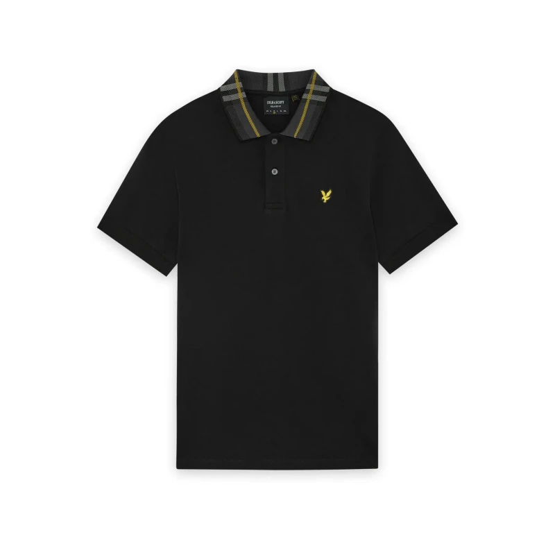 Image of Lyle & Scott Tartan Collar Polo Shirt Jet Black S