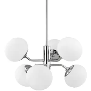 Image of Estee 6 Light Chandelier Polished Nickel, Glass
