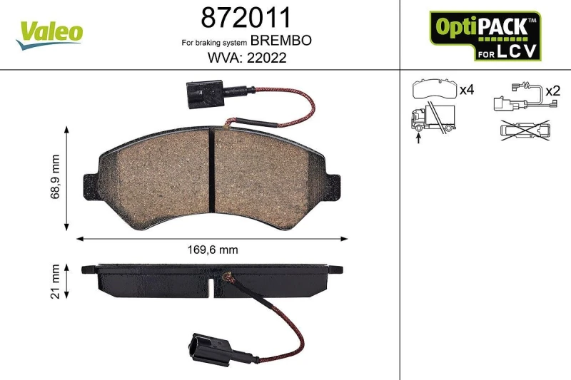 Image of Brake pad set VALEO 872011