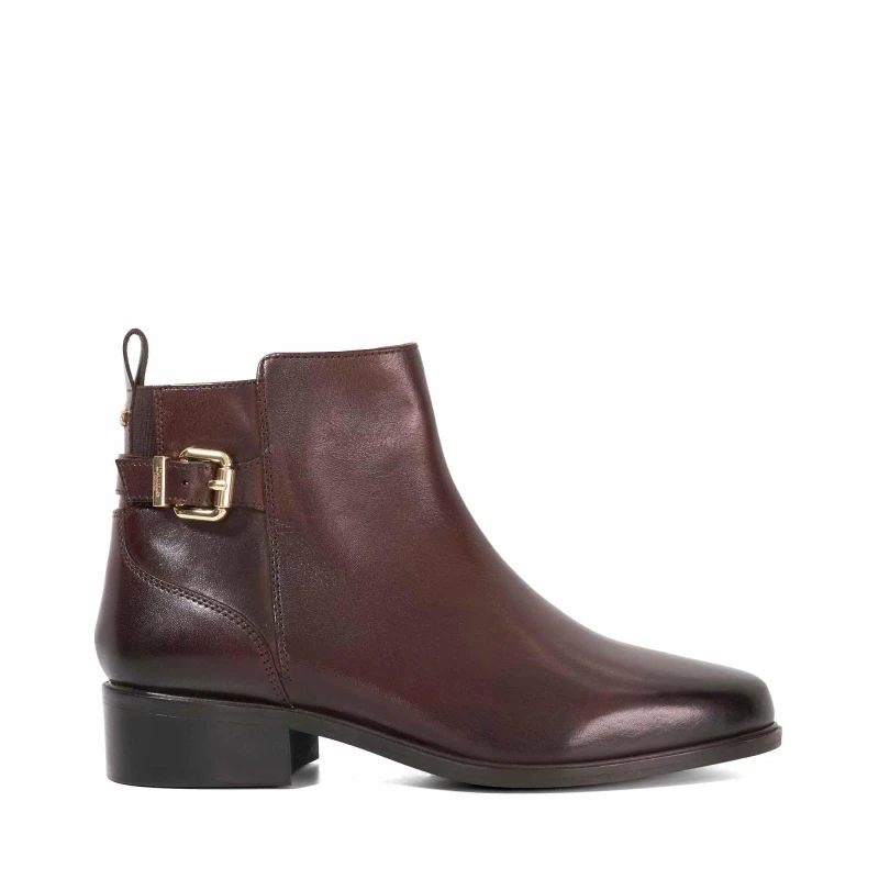 Image of Dune London Womens Padri Flat Ankle Boots Brown Leather female 3 (36)