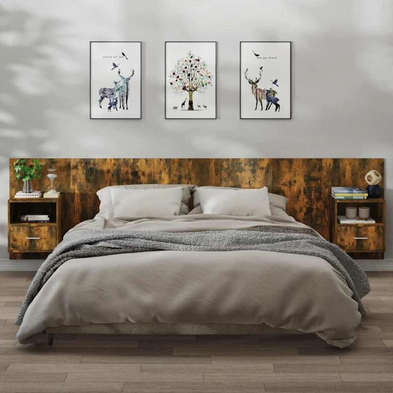 Image of VIDAXL Wall-mounted Bedside Cabinets 2 pcs Smoked Oak Vidaxl 8720286967638