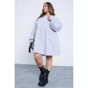 image of I Saw It First Grey Plus Size Grey Marl Smock Jumper Dress - Grey