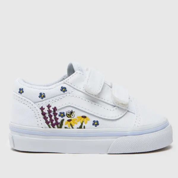 Image of Vans white multi old skool floral embroidery Girls Toddler trainers White Multi UK 9 (EU 26)