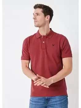 Image of Crew Clothing Classic Pique Polo Shirt - Dark Red