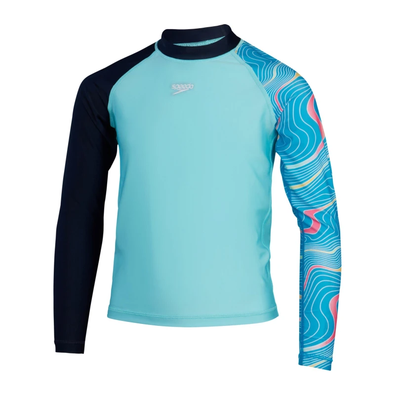 Image of Speedo Prnt Ls RshTp - Blue Blue 9 - 10 Years