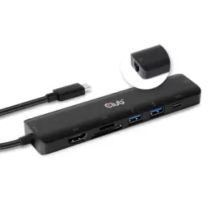 Image of CLUB3D USB type C 7in1 Hub HDMI 4K60Hz SD TF Card slot 2x USB Type...