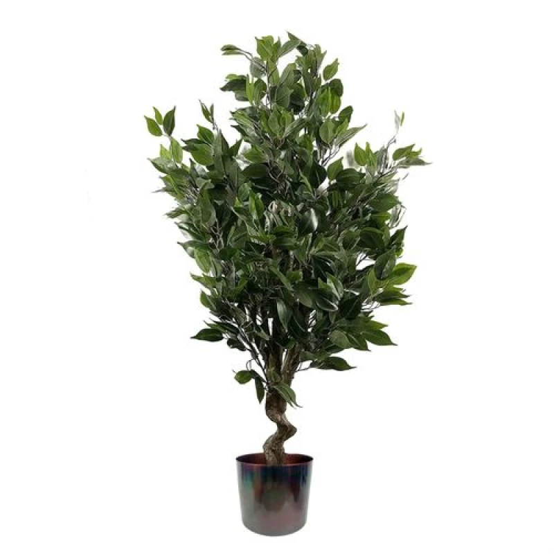 Image of Leaf 110cm Artificial Evergreen Twist Ficus Tree Multicolour Planter