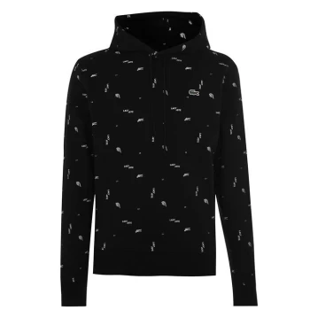 Image of Lacoste Print Hoody - Black
