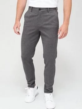 Image of Jack & Jones Check Skinny Fit Jersey Trousers - Dark Grey Check, Dark Grey Check, Size 28, Inside Leg Short, Men