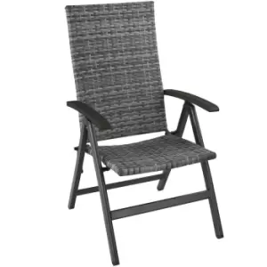 image of Tectake Foldable Rattan Garden Chair Melbourne - Dark Grey