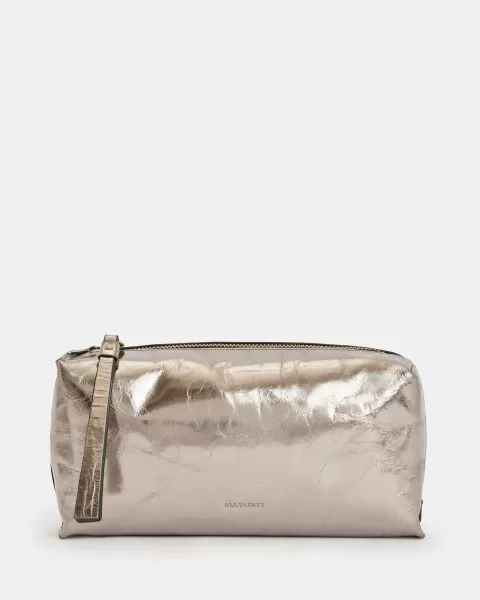 Image of AllSaints Elliotte Leather Storage Pouch Bag