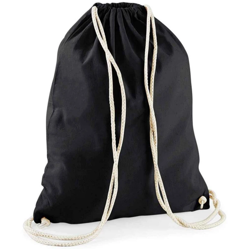 Image of Westford Mill Mens Cotton Drawstring Bag in Jet Black Jet Black Male