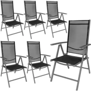 image of 6 aluminium garden chairs - reclining garden chairs, garden recliners, outdoor chairs - black/anthracite - black/anthracite