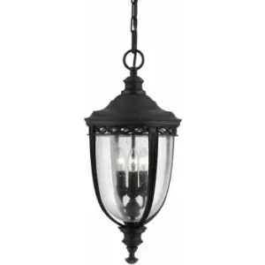 Image of IP23 3 Bulb Chain Lantern Light Black LED E14 60W Bulb Outside External d00724