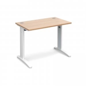 Image of TR10 Straight Desk 1000mm x 600mm - White Frame Beech Top
