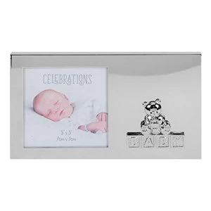 image of 3" x 3" - Celebrations Silver Finish Teddy Bear Photo Frame