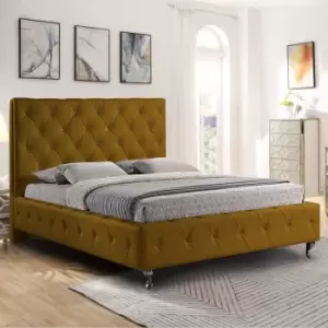 Image of Barella Bed Double Plush Velvet Mustard