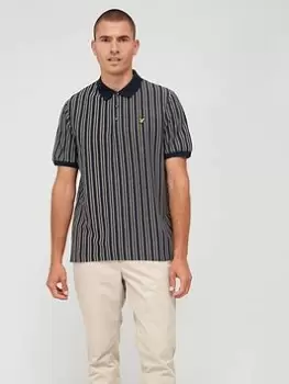 Image of Lyle & Scott Pinstripe Polo Shirt - Dark Navy, Dark Navy, Size L, Men