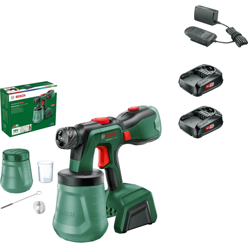 Image of Bosch ADVANCEDSPRAY 18V-500 P4A 18v Cordless Paint Spray System ADVANCEDSPRAY 18V-500 Batteries: 2 x 1.5ah Li-ion