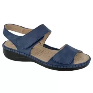 image of Boulevard Womens/Ladies Leather Lined Sandals (6 UK) (Navy Blue)