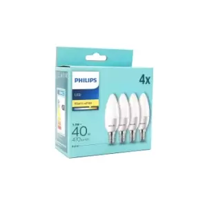 Image of Philips 5.5W LED E14/SES Candle Very Warm White 2700K (Pack of 4) - 68983700