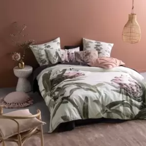 Image of Linen House Alice 100% Cotton Duvet Cover and Pillowcase Set Green, Pink and White