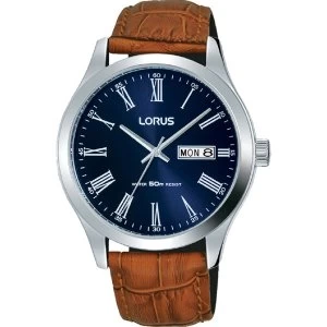 image of Lorus RXN55DX9 Mens Padded Tan Colour Leather Strap Dress Watch